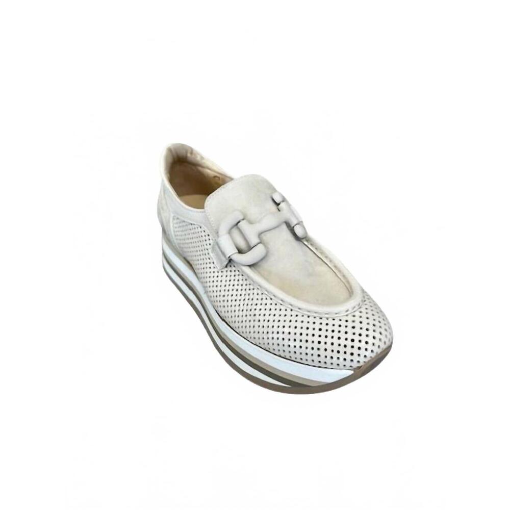 NEW SOFTWAVES women's clarice platform loafers in coco white